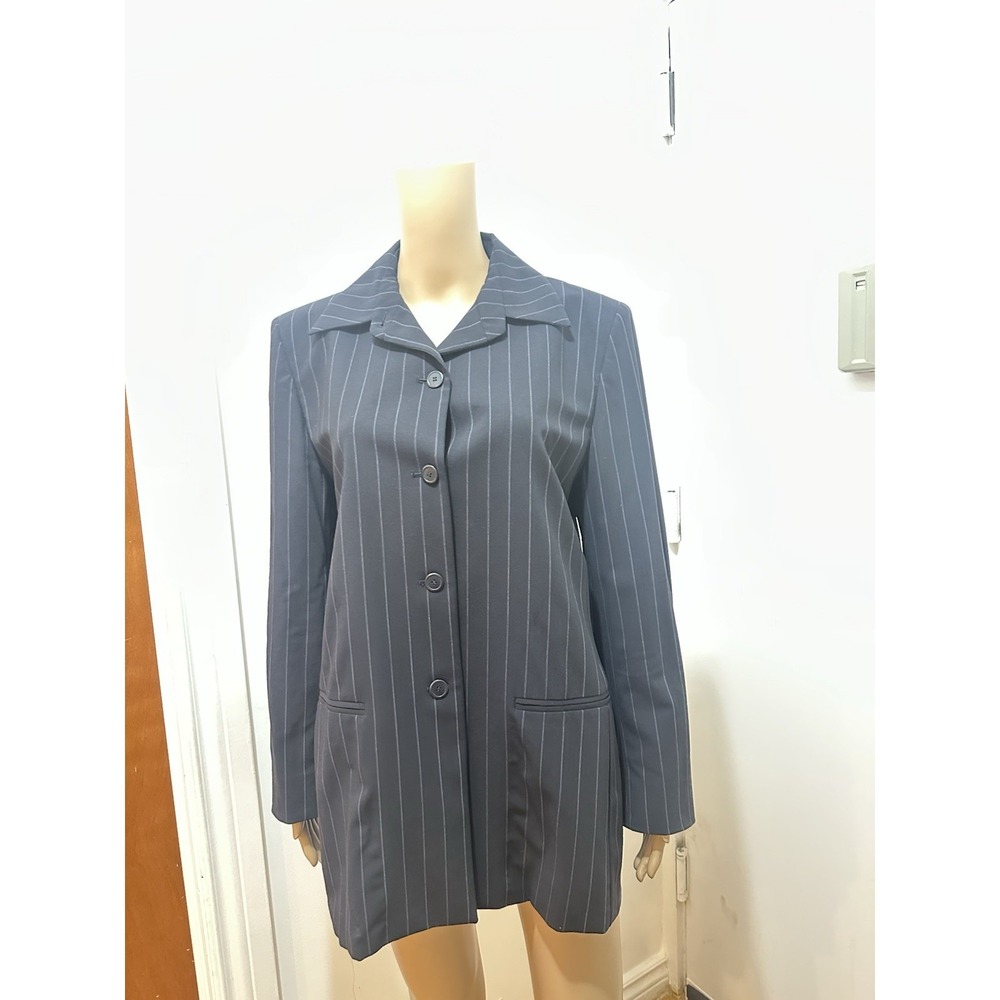MAX MARA Navy Blue Pinstripe 5-Button Jacket Easy Weekend Blazer Size 8